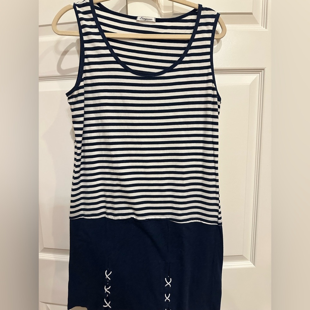 Calzedonia Navy and White Striped Sleeveless Top